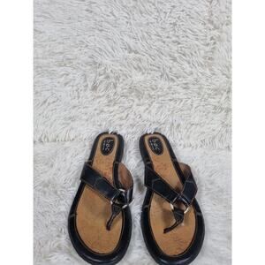 Boc Born Concept Shoes Womens Size 10 Black Slip On Thong Sandals Comfort Floral